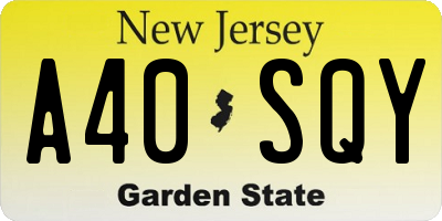 NJ license plate A40SQY