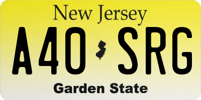 NJ license plate A40SRG