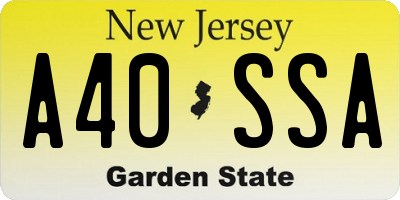 NJ license plate A40SSA