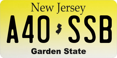 NJ license plate A40SSB