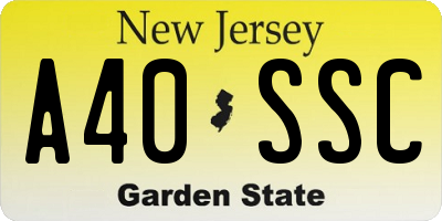 NJ license plate A40SSC
