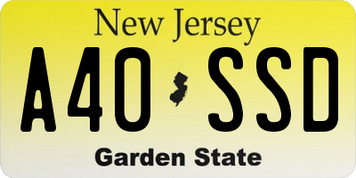 NJ license plate A40SSD