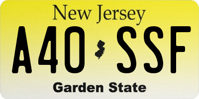 NJ license plate A40SSF