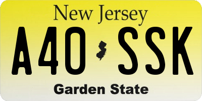 NJ license plate A40SSK