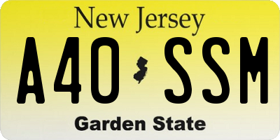 NJ license plate A40SSM