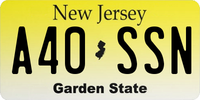 NJ license plate A40SSN