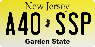 NJ license plate A40SSP