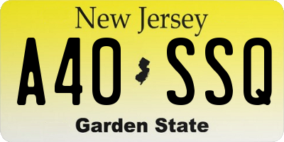 NJ license plate A40SSQ
