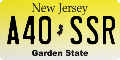 NJ license plate A40SSR