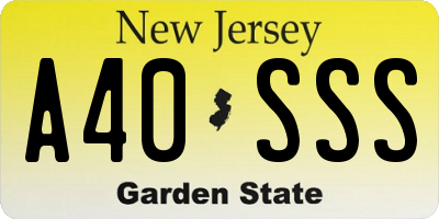 NJ license plate A40SSS