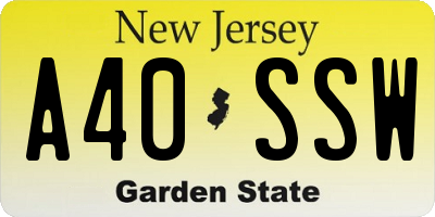 NJ license plate A40SSW