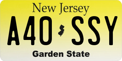 NJ license plate A40SSY