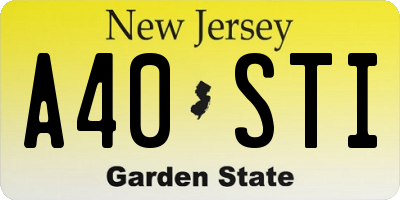 NJ license plate A40STI