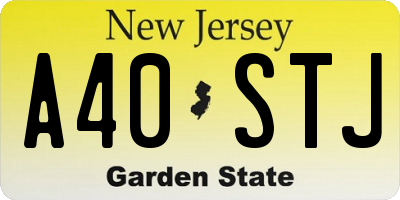 NJ license plate A40STJ