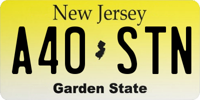 NJ license plate A40STN