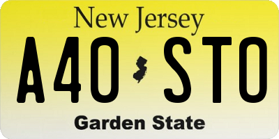 NJ license plate A40STO