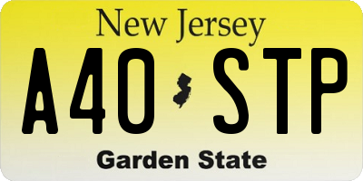 NJ license plate A40STP