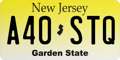 NJ license plate A40STQ