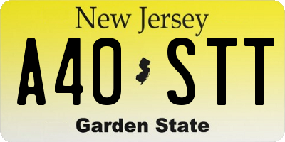 NJ license plate A40STT
