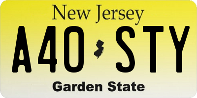 NJ license plate A40STY
