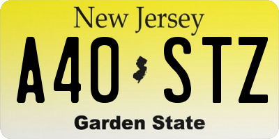 NJ license plate A40STZ