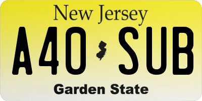 NJ license plate A40SUB