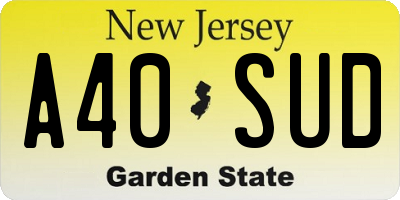 NJ license plate A40SUD