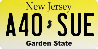 NJ license plate A40SUE