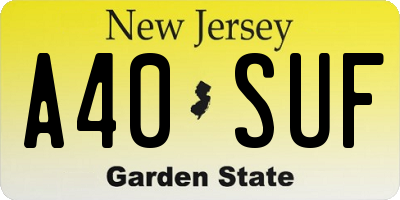 NJ license plate A40SUF