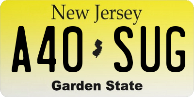 NJ license plate A40SUG