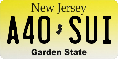 NJ license plate A40SUI