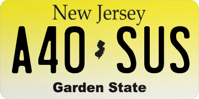 NJ license plate A40SUS