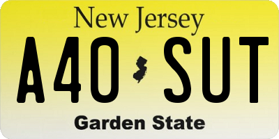 NJ license plate A40SUT