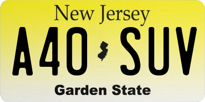 NJ license plate A40SUV