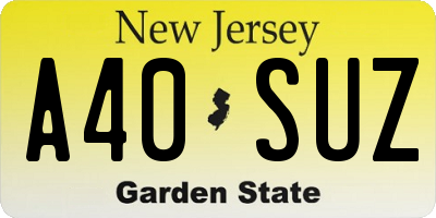 NJ license plate A40SUZ