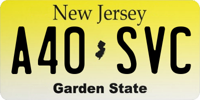 NJ license plate A40SVC