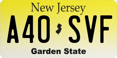 NJ license plate A40SVF
