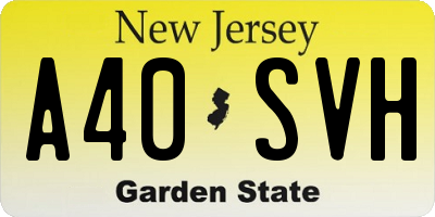 NJ license plate A40SVH