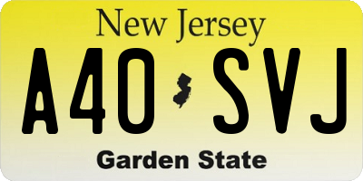 NJ license plate A40SVJ