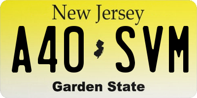 NJ license plate A40SVM