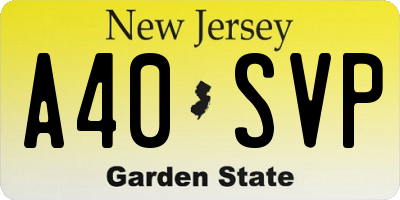 NJ license plate A40SVP