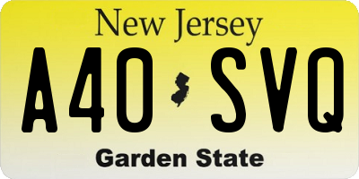NJ license plate A40SVQ