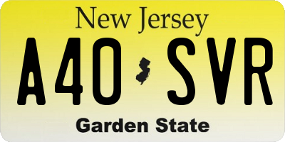 NJ license plate A40SVR