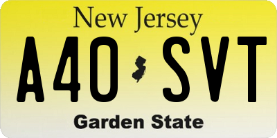 NJ license plate A40SVT
