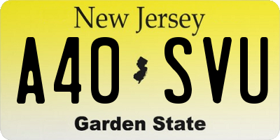 NJ license plate A40SVU