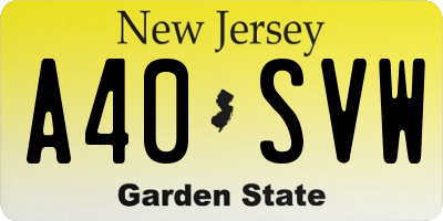 NJ license plate A40SVW