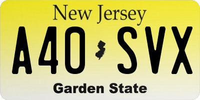 NJ license plate A40SVX