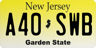 NJ license plate A40SWB