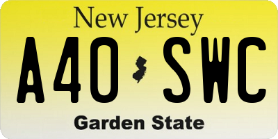NJ license plate A40SWC