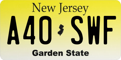 NJ license plate A40SWF
